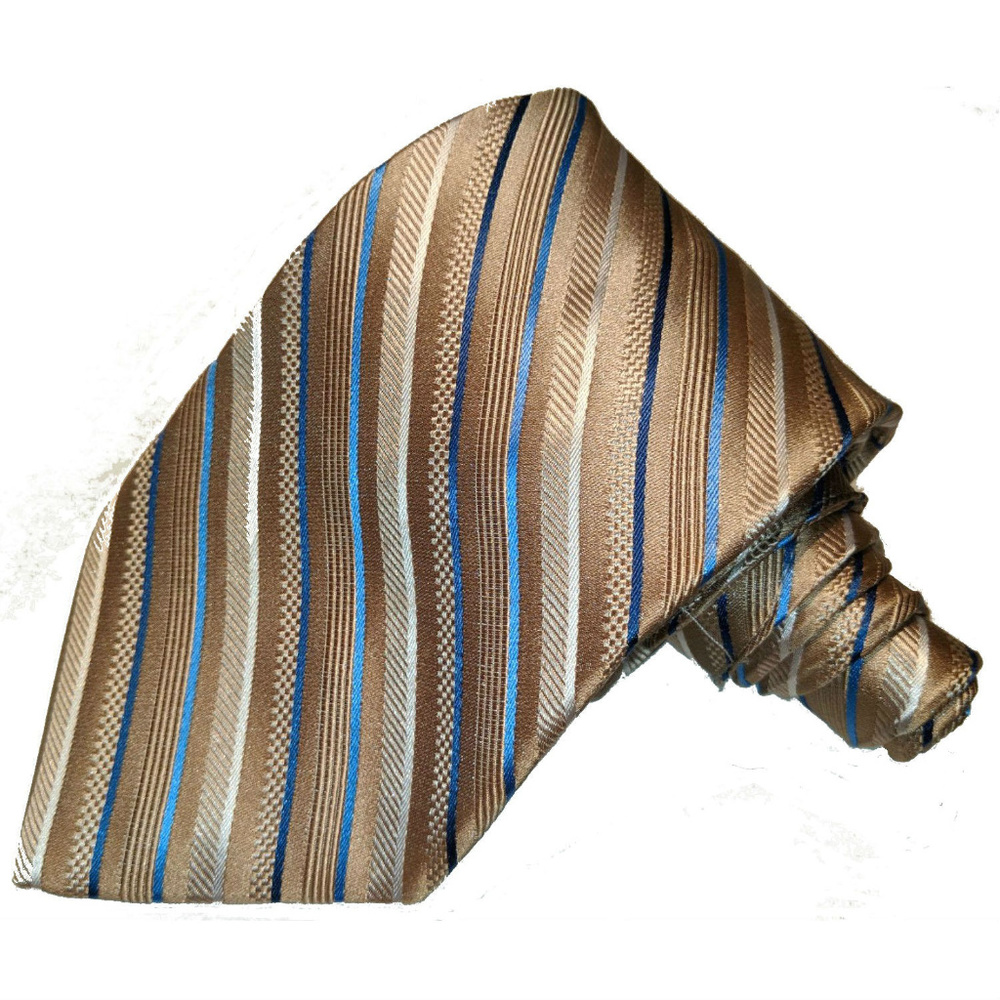 Pronto Uomo tan/silver silk tie